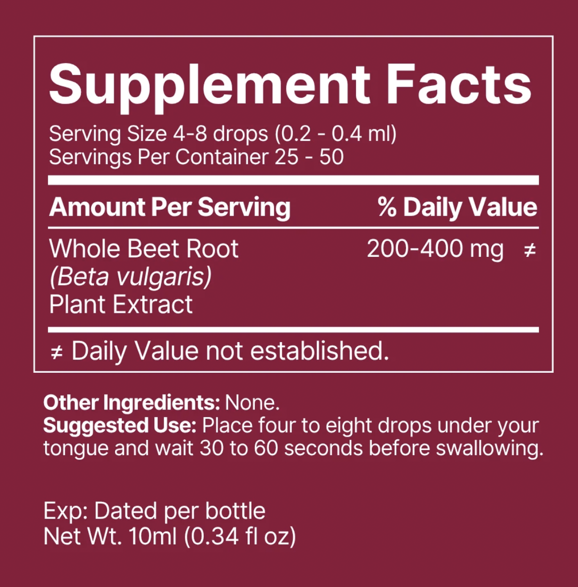 Li-BEET-o Supplement Facts label